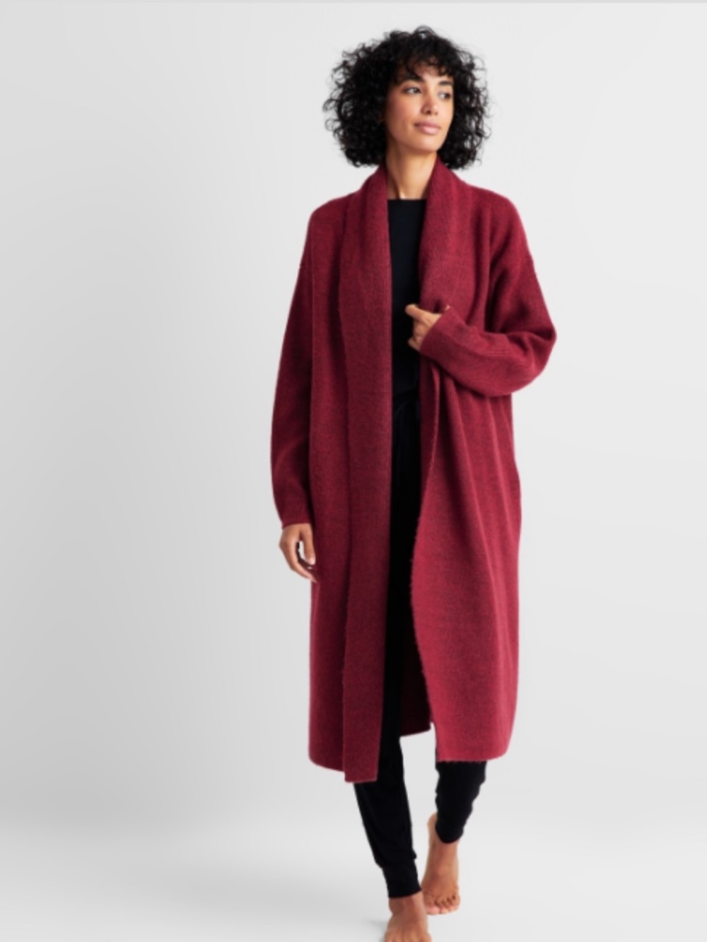 State of Day Women's Knit Long-Sleeve Duster Robe  in color Maraschino Heather